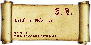 Balás Nóra névjegykártya